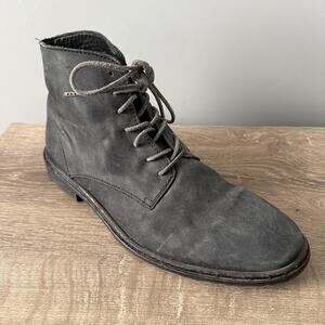 AllSaints Boots Mens Size 10 Gray Distressed Leather Lace Up Ankle Casual EU 43